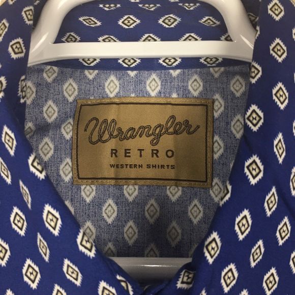 EUC Wrangler Retro Mens Diamond Short Sleeve Pearl Snap Shirt size Large - Picture 7 of 11